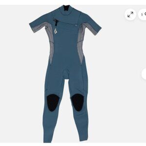 Volcom Boys Size 12 Modulator Wetsuit 2 mm Chest Zip Short Sleeve Blue NWT